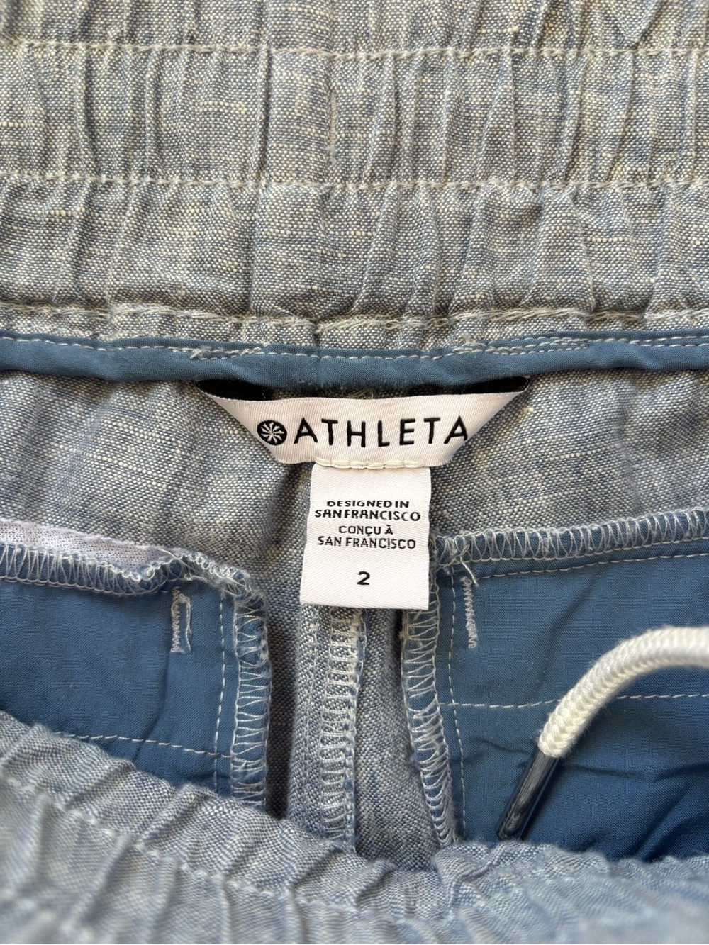 Athleta Cabo Linen Jogger Pants Size 2 Blue 100% Linen Drawstring - Picture 6 of 10